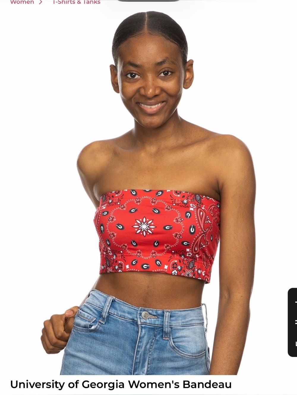 Zoozatz university of Georgia UGA bulldogs bandana print bandeau top sz XS tube